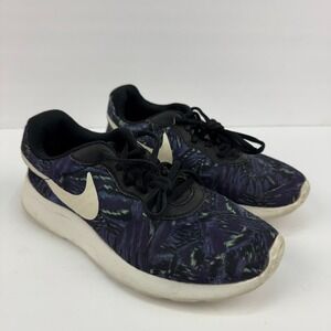 Nike Tanjun Print Shoes Women's Size 7.5 Black Blue White Athletic Running Sneak
